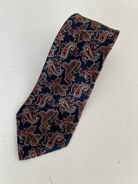 Ballymoor Men's Silk Neck Tie Navy Blue & Red Paisley JL